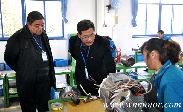 皖南電機：專家組成員在生產現(xiàn)場查看